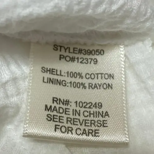 Skies Are Blue White Floral Embroidered Ruffle Tiered Tank Blouse Top Size L