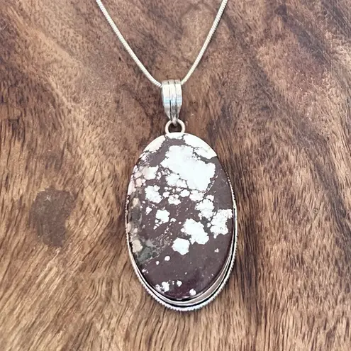 Wild Horse Turquoise 925 Silver Plated Necklace Native American Jewelry Brown