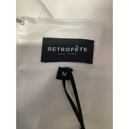 Retrofête Retrofete Cheryl White Back Full Zip Sweetheart Neckline Midi Dress Sleeveless M