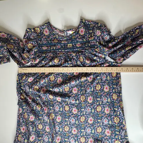 Boden Floral Mini Dress Size 12 Multicolor Boho Cottagecore Modest Fall Prairie Blue
