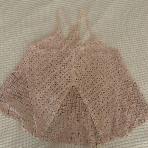 Free People  | Pink Racerback Crochet Knit Top XS