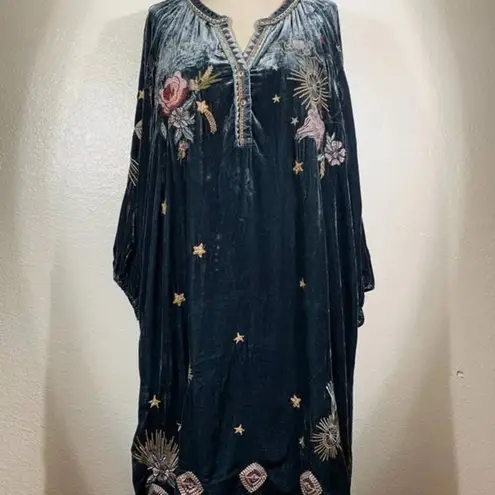 Johnny Was embroidered Selah Velvet Puff Sleeve Raglan Dress NWT RARE