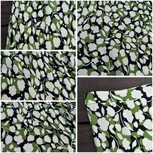 Kate Hill Vintage Silk Green/White Floral Chiffon Maxi Skirt