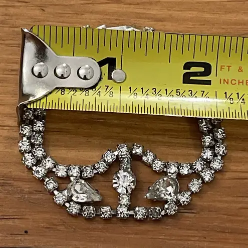 Vintage Bracelet Art Deco Faux Diamond Rhinestone Silver Tone Metal