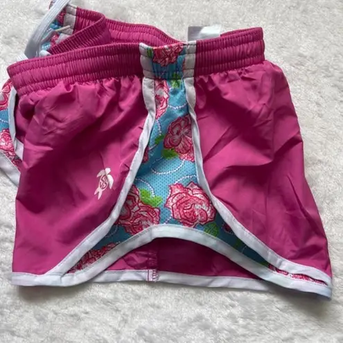 Simply Southern  Women's Pink Rose Pattern Drawstring Running Shorts‎ Size Small