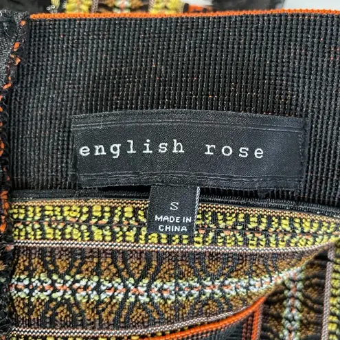 English Rose New Frayed Fringe Embroidered Striped Bandage Mini Skirt