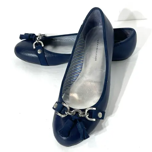 Tommy Hilfiger  Navy Slip On Ballet Tassel Flats Size 8