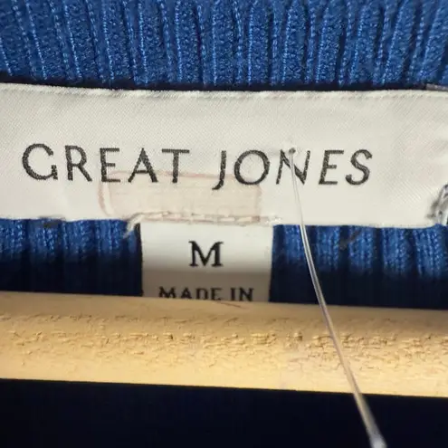 Great Jones Cobalt Blue Long Sleeve Ribbed Knit Sweater Midi Dress Size Medium