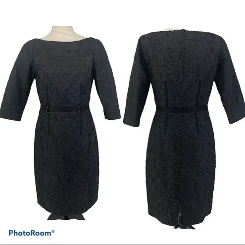 Worth Black Sheath Boatneck Dress 60's style Size 4 Black