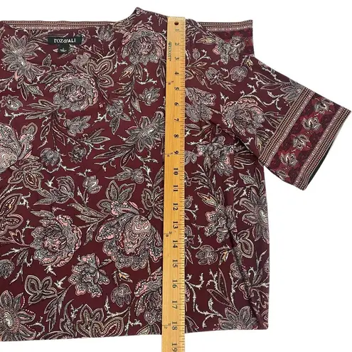 Roz & Ali Women's Maroon Pink Floral Shift Dress Size L