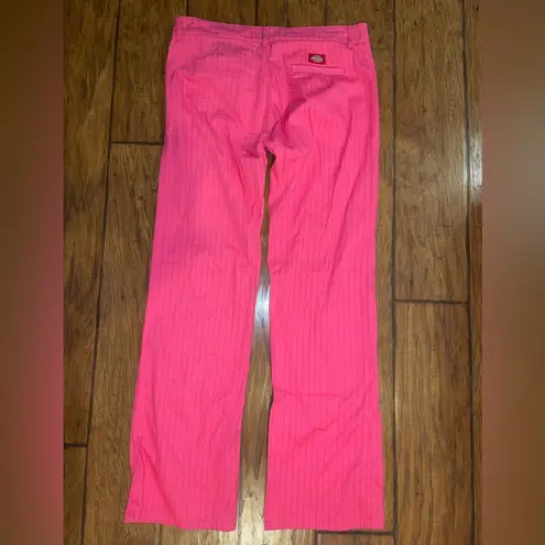 Dickies Vintage Y2K hot pink pinstripe slacks trousers straight leg pants juniors sz 11
