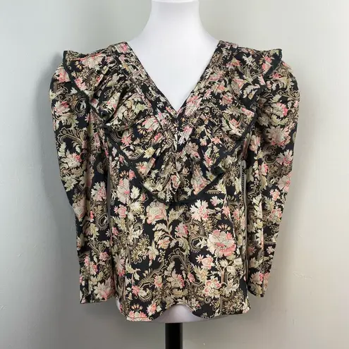 ST. ROCHE Hatfield Top in Floral Belladonna Print Organic Cotton Size 2 $285 Black