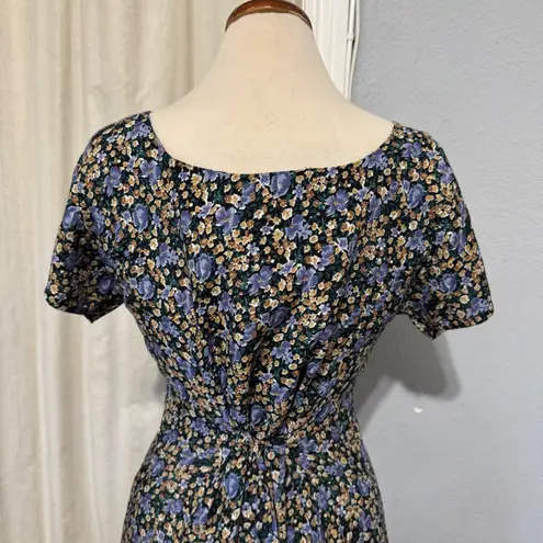 Erika Vintage 90s Floral Print Maxi Dress Short Sleeve Scoop Neck Women Boho S