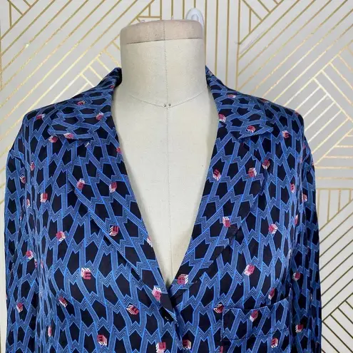Maje Cristen Blouse Top Blue Printed Geometric