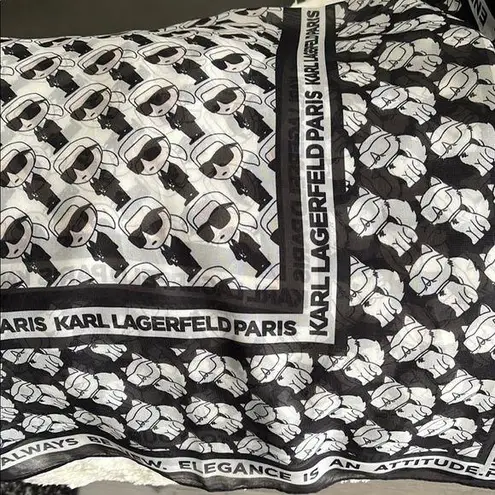 Karl Lagerfeld Black, White & Blush Scarf NWT Choupette