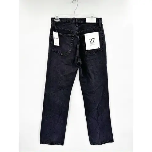 RE/DONE 90s High Rise Loose Fit Relaxed Straight Leg Washed Black Ripped Jeans