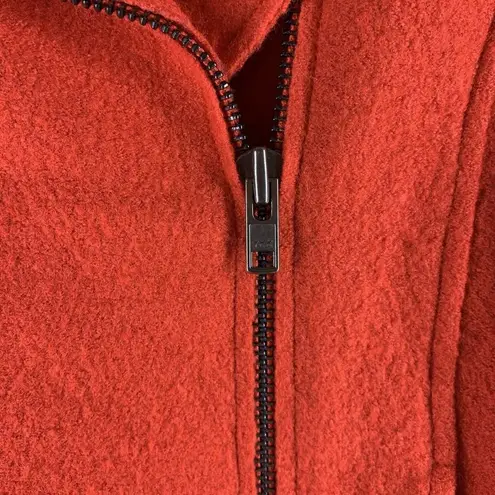 Tahari Tomato Red Boiled Wool Moto Asymmetrical Zip Jacket Size Small