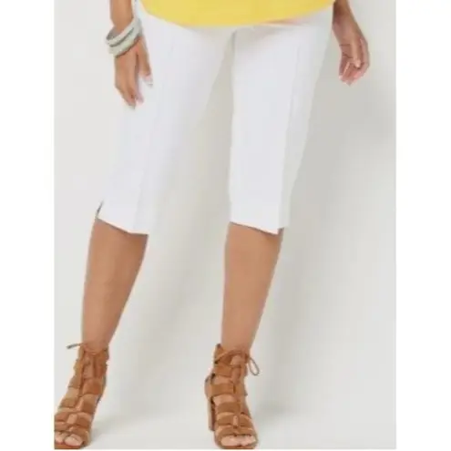 Isaac Mizrahi capris pants size Tall 24/7 Stretch Pedal Pushers Pintucks White 8