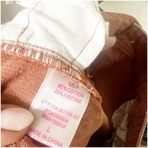 So Me Boutique Mallory Wide Leg Corduroy Pants In Rust Size Large Boho NWT Brown