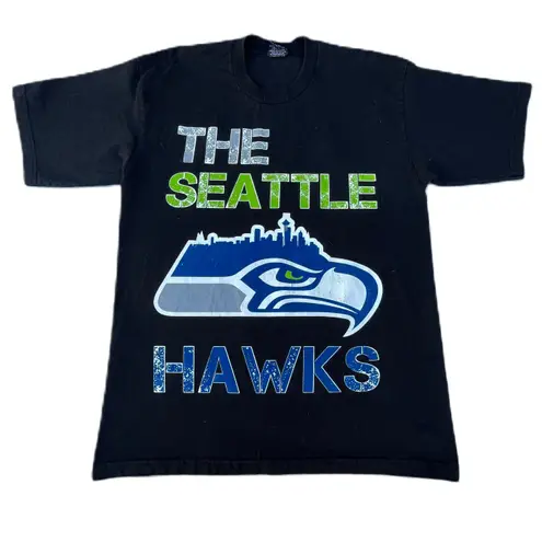 NFL Vintage  Seattle Seahawks Graphic Black Blue T-shirt