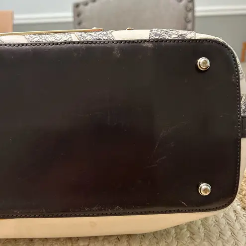 Brahmin Women’s Leather Cream Black Snake Skin Satchel Designer Handbag