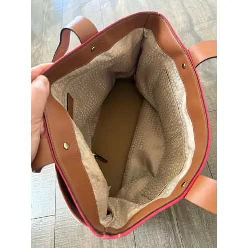 Kate Spade  New York‎ Striped Canvas Tote Bag Pink Red Brown Purse