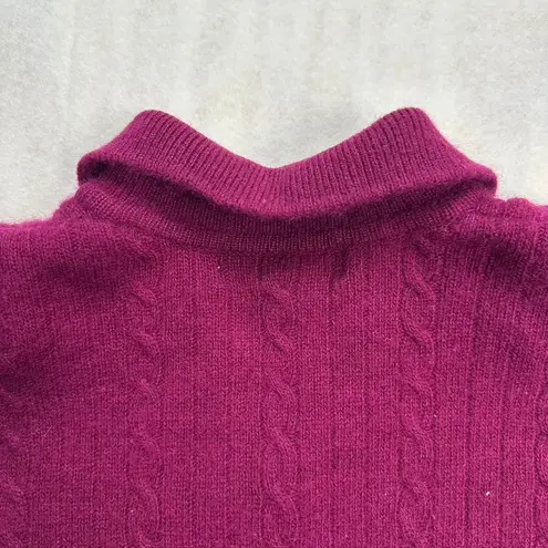 Vintage Outlander Studio Lambswool Angora Cable Knit Polo Sweater Dress Pink M Purple Size M