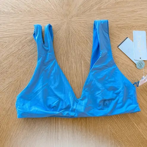 L Space Bikini Top Womens Sz Lge Blue One Wave Reversible Sporty Chic Beach NWT Size L