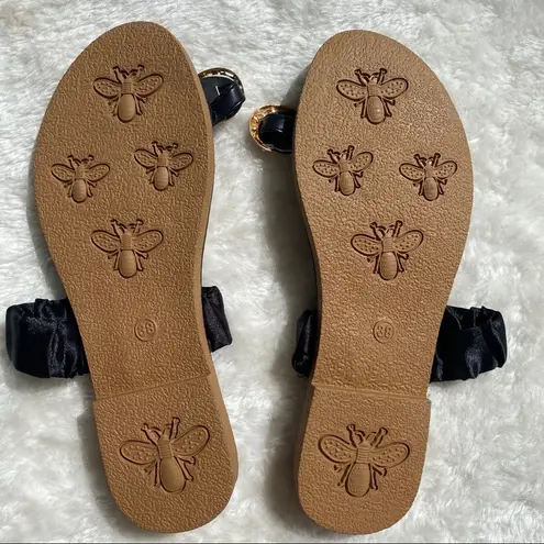 Boutique Pearl pineapple satin stretchy strap sandals 8