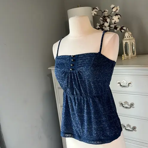 Red Camel  Heather Blue Spaghetti Strap Top Peplum Womens XS