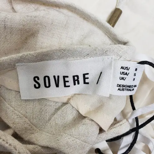 Sovere Womens Small Retold Hankey Hem Linen Blend Halter Top Tan NEW