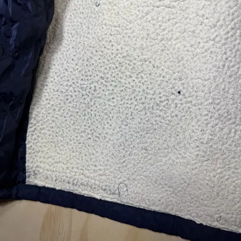 Levis Women’s Mid Length Parka Jacket With A Faux Fur Lined Hood & Sherpa Lining Blue Size M