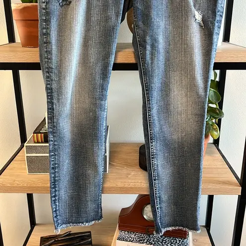 Silver Jeans Silver Sam Mid-Rise Frayed Hem Distressed Cropped Jeans, 28