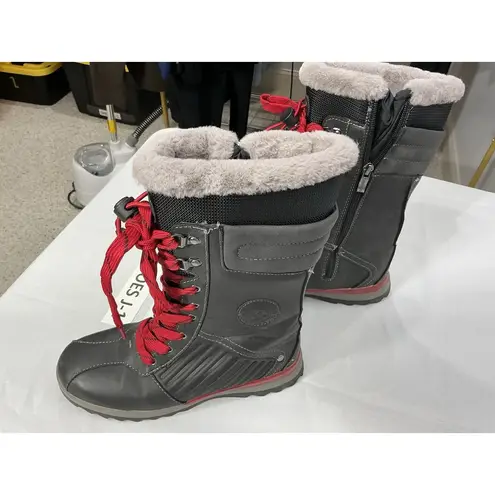 Womans Aquatherm Canada Jissika Size 6 M Zip Up Lace Up Lined Gray Boots Midcalf