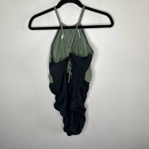 Cupshe  Keyhole Tunnelled One Piece Swimsuit Green Black Large