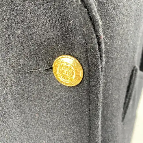 Vintage Mariel Wool Peaoat Double Breasted Gold Button Down Black Womens 10