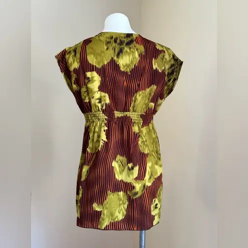 DIMRI Black /Orange Copper Stripes W Green. Batwing/Cap Sleeves Blouse Sz M Size M