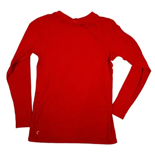 Zyia  Active Size M Laser Cut Pullover TShirt Top Red Long Sleeve Stretch Workout