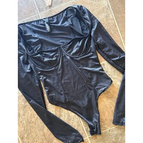 SKIMS Glissenette Long Sleeve Bodysuit Onyx Size XS