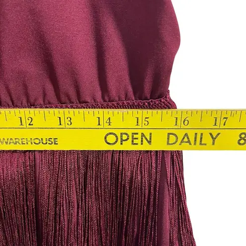 TikTok Shop Women’s Tassel Tie Back Deep V Neck BodyCon Romper Burgundy Size XL Red