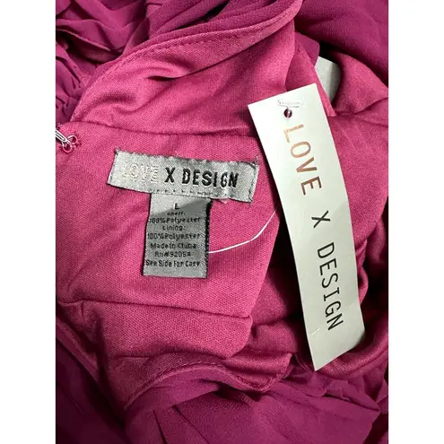 Love by Design Georgette Maxi Dress Plunge V Neck Sleeveless Purple W Large NWT