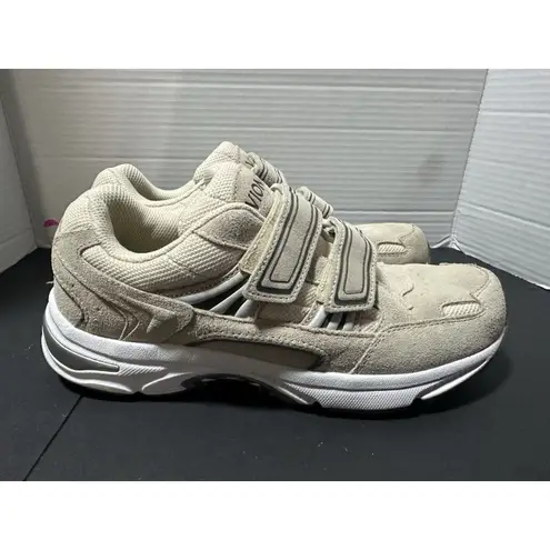 Vionic Tabi Women's Hook & Loop Walking Shoes, Cream Suede Size 8.5
