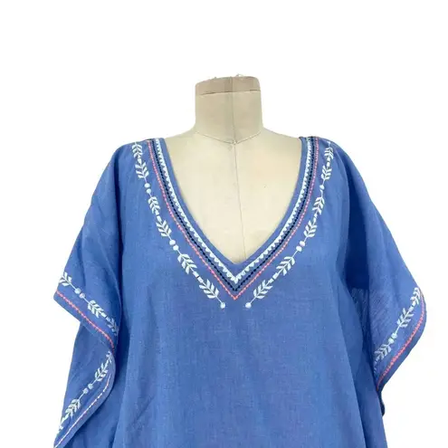 Shoshanna Swimwear Chambray Embroidered Tasseled Caftan Coverup One Size