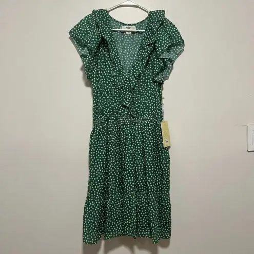 Trovata Birds of Paradis NWT Green Marcella Lawn Dot Dress Size Large