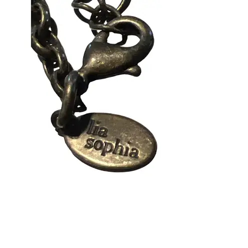 Lia Sophia Gallery Antique Gold Long Necklace Square Pendant Cabochon 36"