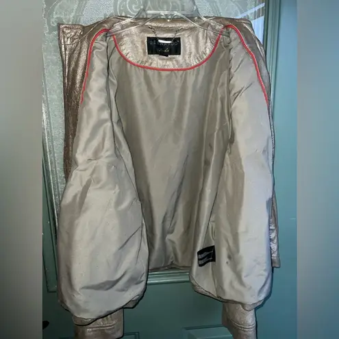 Bernardo 100% Leather Jacket Gold Metallic Shimmer, Moto, Women’s Med/Large