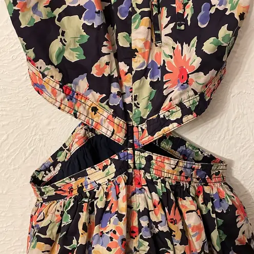 Something Navy Floral Cutout Sleeveless A-Line Midi Dress Size Small