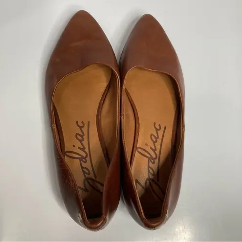 Zodiac Hill flats cognac leather pointed toe size 7