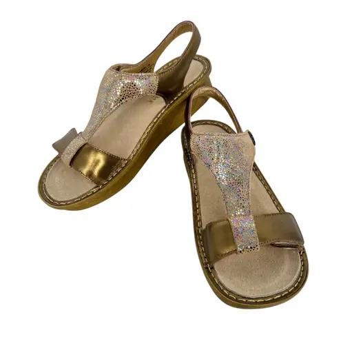 Alegria Kendra Gold Leather Luminescent Accent Sandals Size 38 8