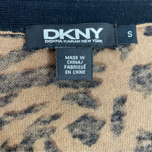 DKNY Mob wife Animal print Silk Cashmere Cardigan Sweater